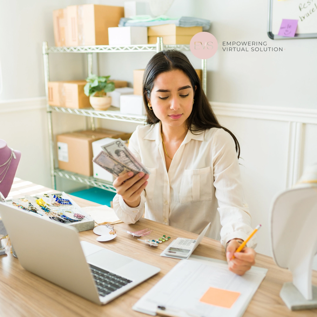 Beauty and wellness entrepreneur working with a Virtual Assistant online to manage her business efficiently