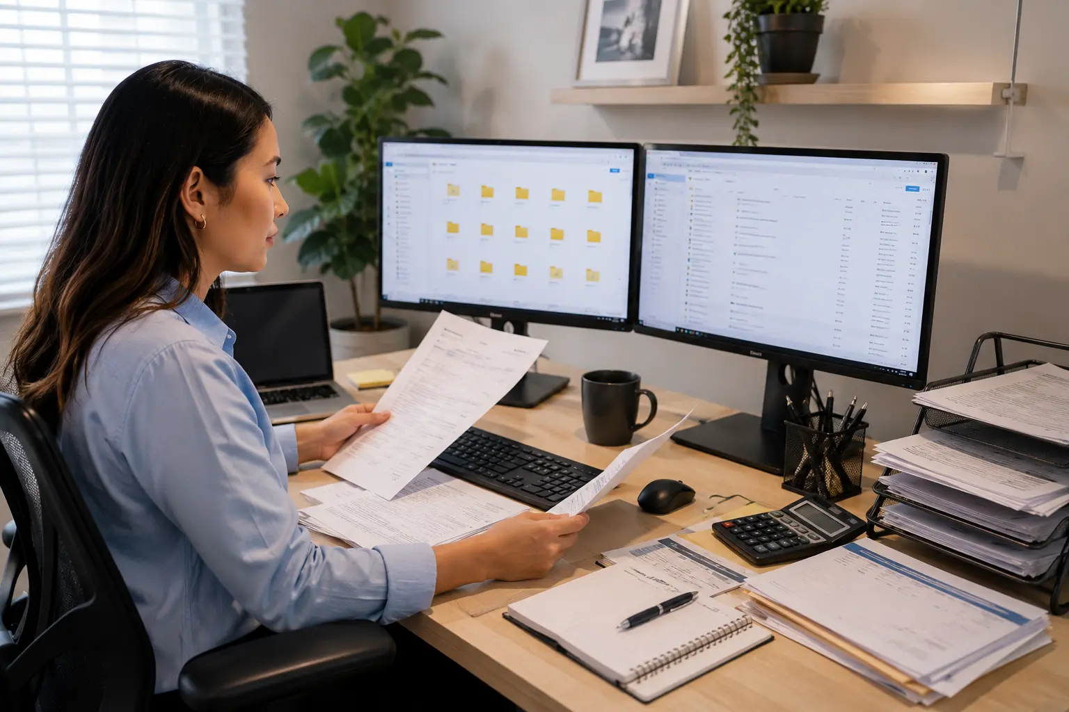 Virtual assistant organizing digital files and business documents.