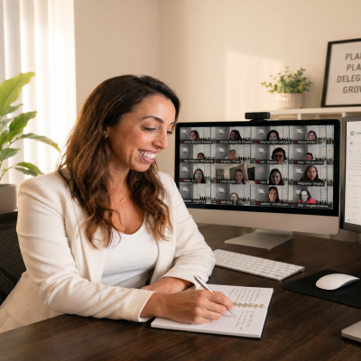 Virtual assistant taking notes during a meeting